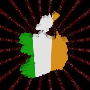 Ireland map flag on red hex code burst illustration 库存插图