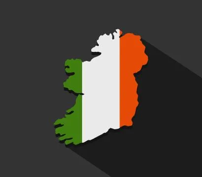 Ireland map with flag on white background Stock Illustration