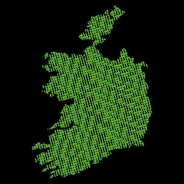 Ireland map with green binary code illustration Illustrazione stock