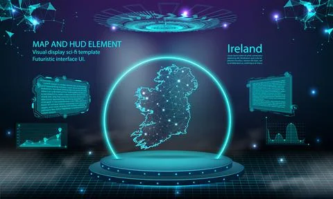 Ireland map light connecting effect background. abstract digital technology.. Stock Illustration