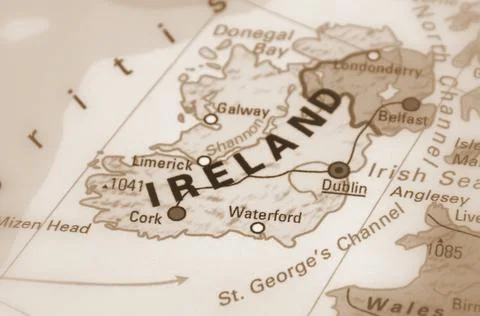 Ireland on a map Stock Photos