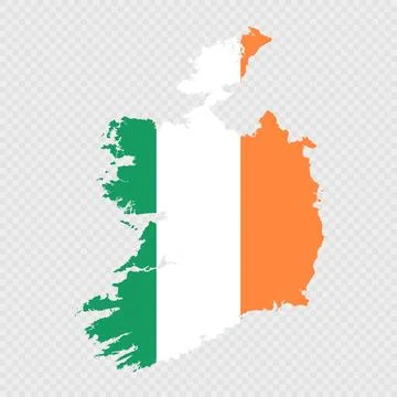 Ireland map silhouette with flag. Stock Illustration