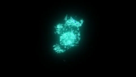 Ireland map transforming and glowing on black background Stock Footage 320772498