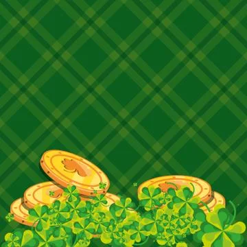 Ireland pattern backdrop with coins and clovers Illustrazione stock