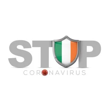 Ireland protective shield. Stop coronavius concept. 3D Render Stock Illustration