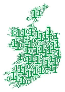 Ireland Republic Map Collage of Binary Digits Illustrazione stock
