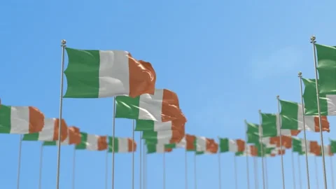 Ireland Row Of Flags 3D Animation Video stock 148700246