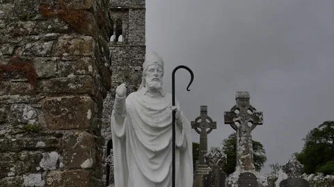 Ireland Saint Patrick at Hill of Slane with Celtic crosses Stock Footage 82329095