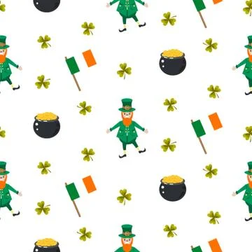 Ireland Saint Patrick vector seamless pattern Stock Illustration