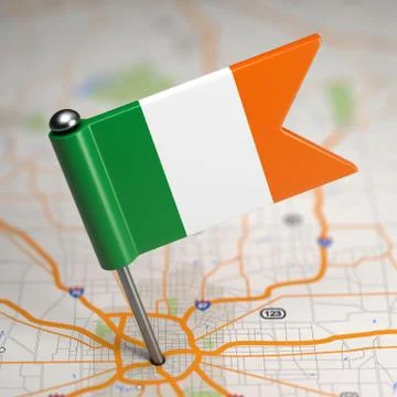 Ireland Small Flag on a Map Background. Stock Illustration