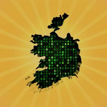 Ireland sunburst map with hex code illustration Illustrazione stock