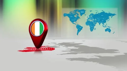 Ireland World Map Pin Location Background Loop 4k Stock Footage 341771649