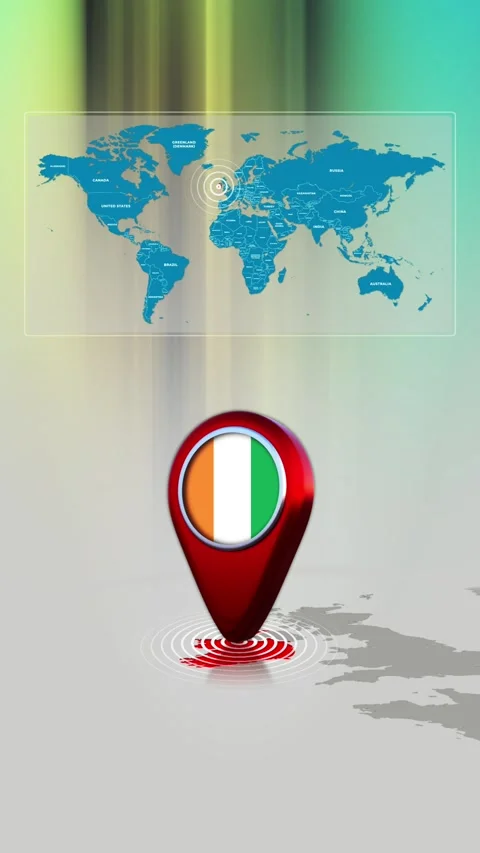 Ireland World Map Pin Location Background Loop Vertical Stock Footage 342384608