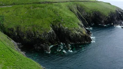 Ireland's steep cliffs dropping off into the Atlantic Ocean. Stock Footage 296801794