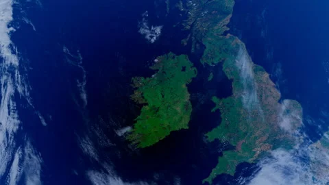 Irenald from Space. UK View from Space Orbit. Blue Planet Earth. Globe Video stock 319389151