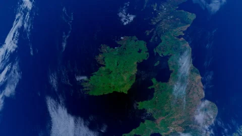 Irenald from Space. UK View from Space Orbit. Blue Planet Earth. Globe Stock Footage 319400109