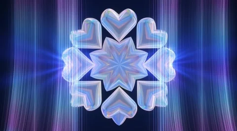 Iridescent 3D hearts in kaleidoscope pattern Stock Footage 331455298