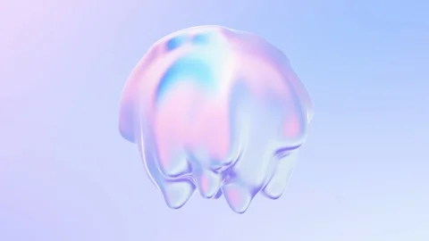 Iridescent 3D liquid shape with ripples on fluid surface Stock-Footage 126013414