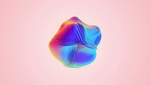 Iridescent abstract wavy sphere object. Colorful ultraviolet foil Stock Footage 224239397