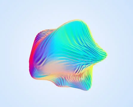 Iridescent abstract wavy sphere object. Colorful ultraviolet foil Stock Illustration