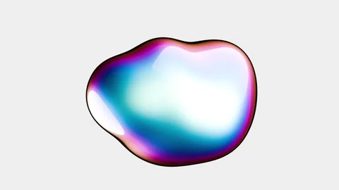Iridescent blob is morphing, changing shape and colors on a white background Stock Footage 347884587