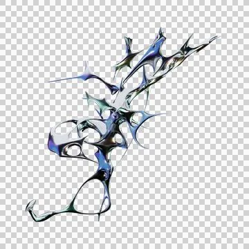 Iridescent chrome metallic type rendered in futuristic 3D Stock Illustration