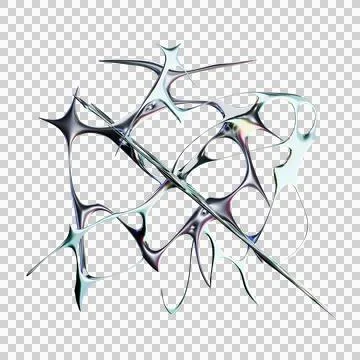 Iridescent chrome type in 3D render with futuristic metallic Illustrazione stock