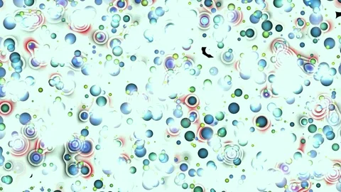 Iridescent circular bubbles flowing seamlessly with cinematic abstract Stock Footage 340896676