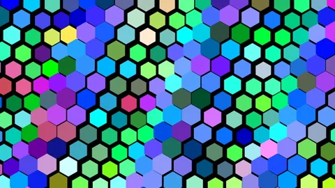 The iridescent colors of hexagons changing shape Stock Footage 85632450