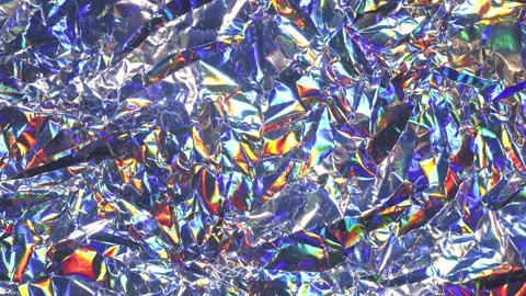 Iridescent Crumpled Foil Background with Stop Motion Movement and Color Shift Stock Footage 311501681
