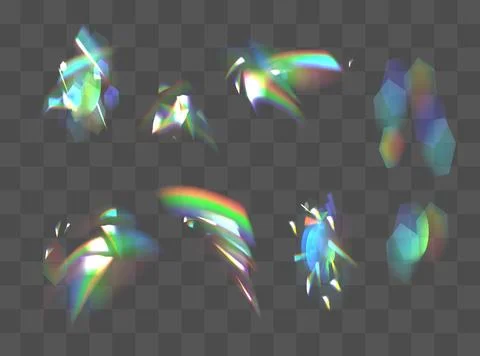 Iridescent crystal leak glare reflection effect. Optical rainbow lights, gl.. Stock Illustration