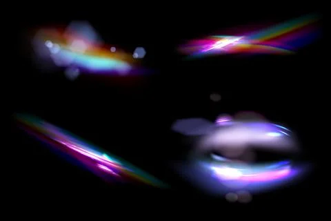 Iridescent crystal leak glare reflection effect. Optical rainbow lights, glare Illustrazione stock