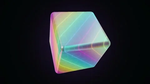 Iridescent Cube 3D Seamless Loop Animation Background Stock Footage 347052674