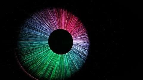 Iridescent eye iris limb light angled biometric identity scan seamless loop Видео 343053668