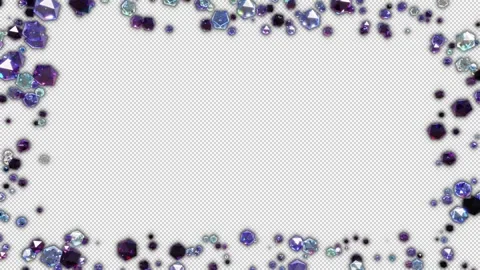 Iridescent gems frame on a transparent alpha channel in a seamless loop. Stock Footage 310192573