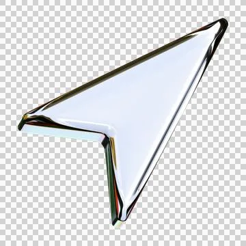 Iridescent Glass 3D Arrow Pointer Shape PNG on Alpha Stock-Illustration