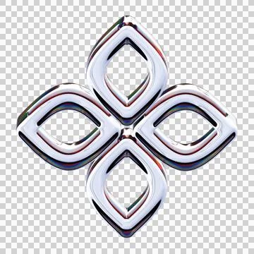 Iridescent Glass 3D Four Loop Symmetrical Shape PNG on Alpha Stock Illustration