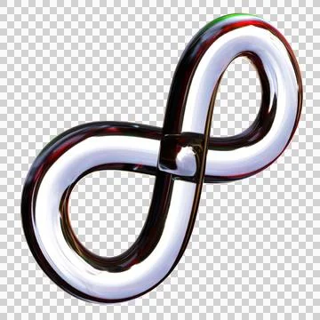 Iridescent Glass 3D Infinity Loop Symbol PNG on Alpha Stock Illustration