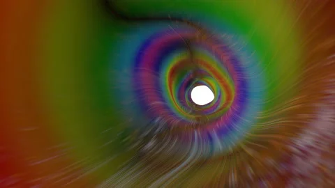 Iridescent glossy deforming three-dimensional tunnel. 3d render Stock Footage 139782711