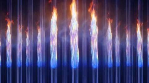 Iridescent glowing flames within vertical lines Stock Footage 331457090