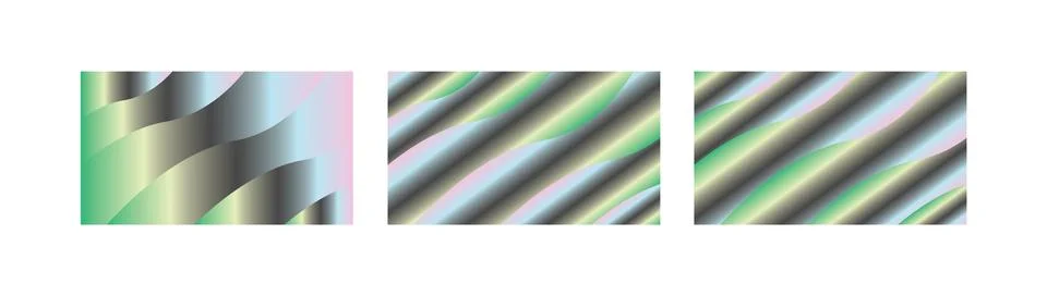 Iridescent Gradient Wave Backgrounds Set with Neon Pastel Curves and Futuri.. Stock Illustration