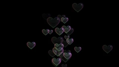Iridescent Heart Shaped Bubbles Floating Animation Clip Video stock 332906154