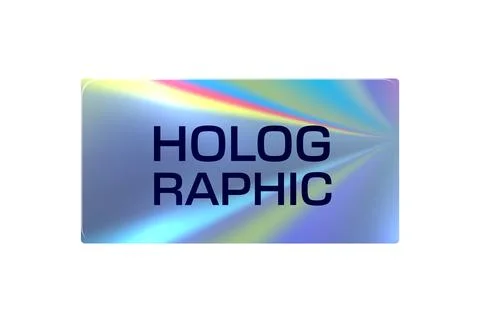 Iridescent hologram Y2K rectangular sticker or tag 스톡 일러스트
