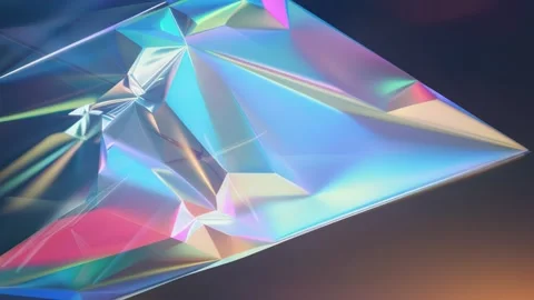 Iridescent Holographic Crystal With Sharp Prismatic Polygon Facets 스톡 동영상 328272115