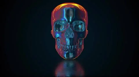 Iridescent human skull, computer generated. 3d rendering of abstract color... 스톡 사진