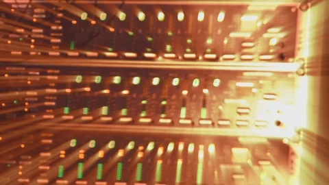 Iridescent light from knobs and sliders in studio Video stock 105925764