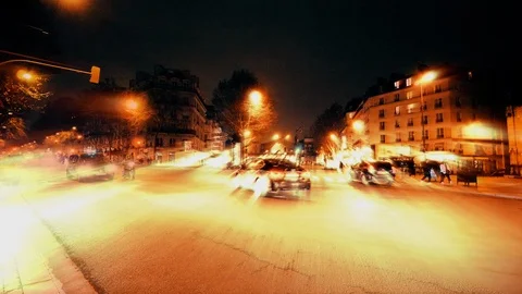 Iridescent light radiating beam lights Paris street Stock Footage 103332059