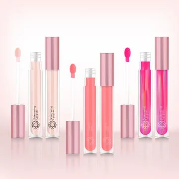 Iridescent Lipgloss Packaging Vector with Pink Background Stock Illustration