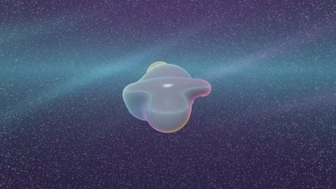 Iridescent liquid chrome blob morphing in starry space loop Stock Footage 345794866