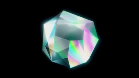 Iridescent Low Polygon Angular Sphere Shape Twisting and Turning in a Loop. Stock Footage 163235510